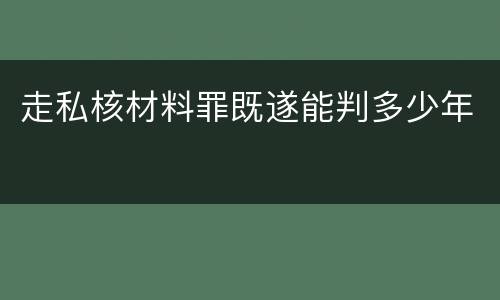 走私核材料罪既遂能判多少年