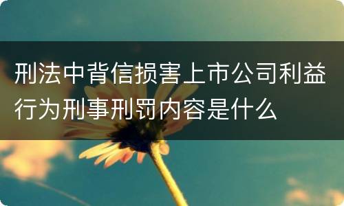 刑法中背信损害上市公司利益行为刑事刑罚内容是什么