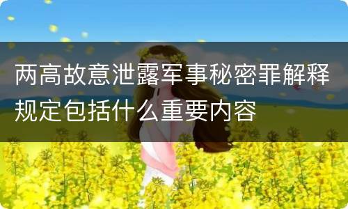 两高故意泄露军事秘密罪解释规定包括什么重要内容