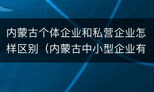 内蒙古个体企业和私营企业怎样区别（内蒙古中小型企业有哪些）