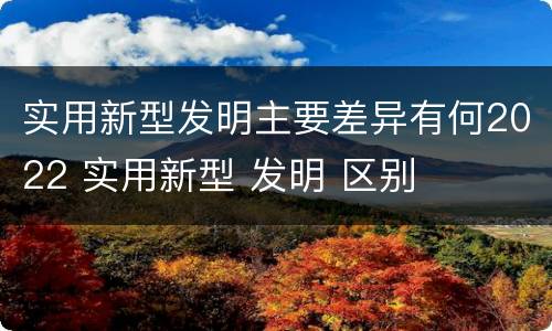 实用新型发明主要差异有何2022 实用新型 发明 区别