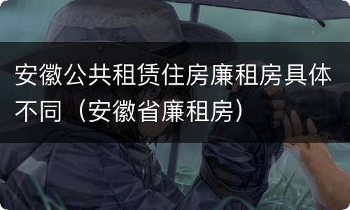 安徽公共租赁住房廉租房具体不同（安徽省廉租房）