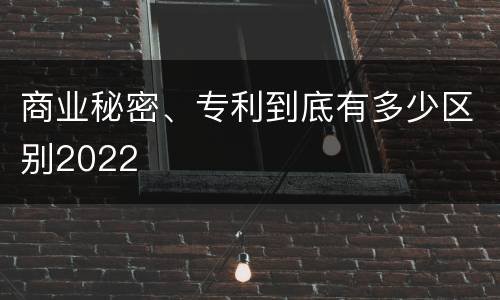 商业秘密、专利到底有多少区别2022