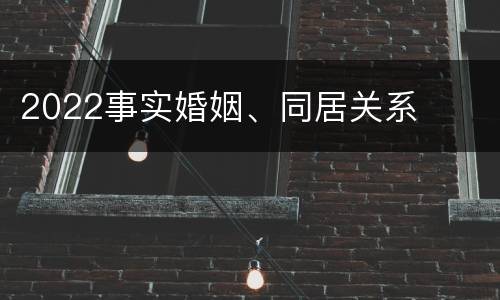 2022事实婚姻、同居关系