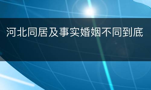 河北同居及事实婚姻不同到底