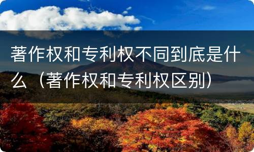 著作权和专利权不同到底是什么（著作权和专利权区别）