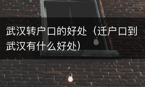 武汉转户口的好处（迁户口到武汉有什么好处）