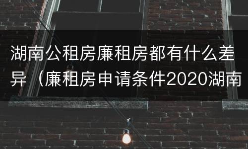湖南公租房廉租房都有什么差异（廉租房申请条件2020湖南）