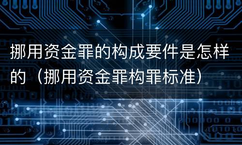 挪用资金罪的构成要件是怎样的（挪用资金罪构罪标准）