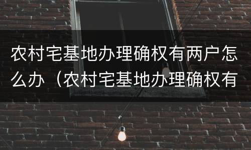 农村宅基地办理确权有两户怎么办（农村宅基地办理确权有两户怎么办手续）