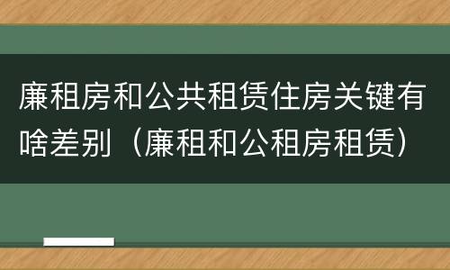 廉租房和公共租赁住房关键有啥差别（廉租和公租房租赁）