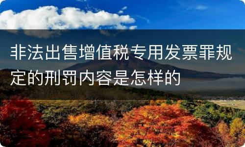 非法出售增值税专用发票罪规定的刑罚内容是怎样的