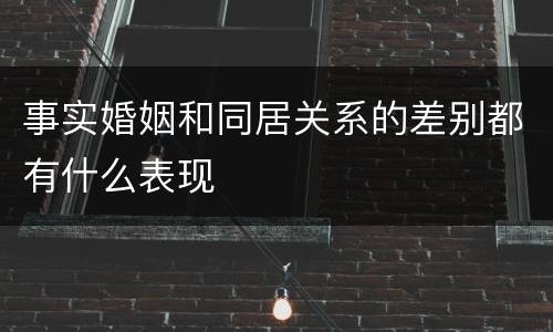 事实婚姻和同居关系的差别都有什么表现