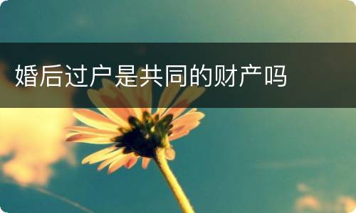婚后过户是共同的财产吗