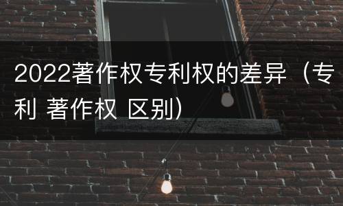 2022著作权专利权的差异（专利 著作权 区别）