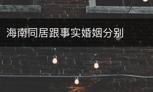 海南同居跟事实婚姻分别