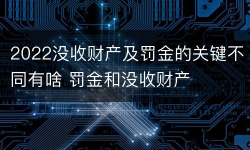 2022没收财产及罚金的关键不同有啥 罚金和没收财产