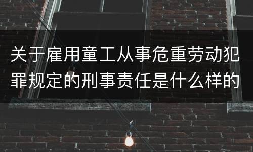关于雇用童工从事危重劳动犯罪规定的刑事责任是什么样的