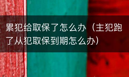 累犯给取保了怎么办（主犯跑了从犯取保到期怎么办）