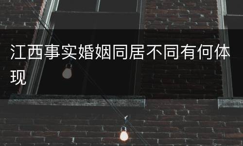 江西事实婚姻同居不同有何体现