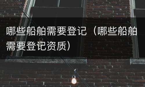 哪些船舶需要登记（哪些船舶需要登记资质）