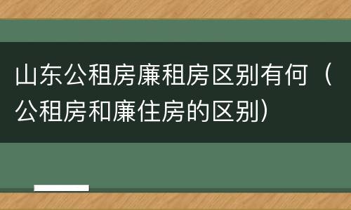 山东公租房廉租房区别有何（公租房和廉住房的区别）