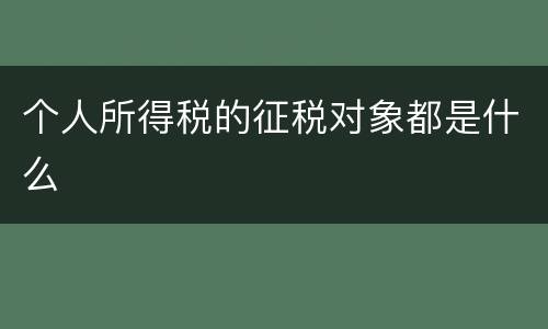 个人所得税的征税对象都是什么
