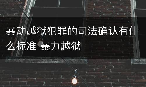 暴动越狱犯罪的司法确认有什么标准 暴力越狱