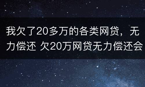 我欠了20多万的各类网贷，无力偿还 欠20万网贷无力偿还会怎么样