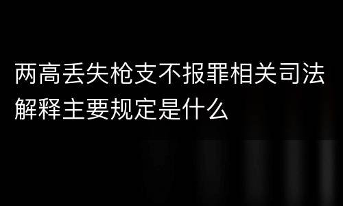 两高丢失枪支不报罪相关司法解释主要规定是什么
