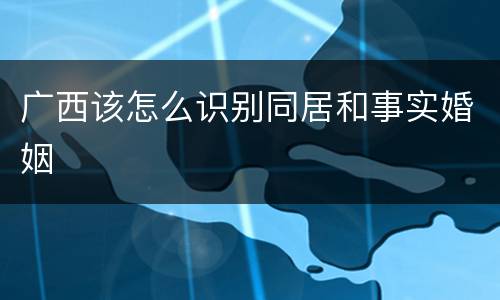 广西该怎么识别同居和事实婚姻
