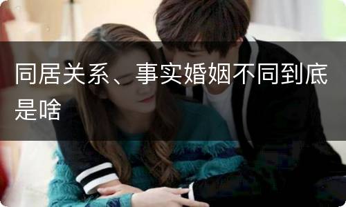 同居关系、事实婚姻不同到底是啥