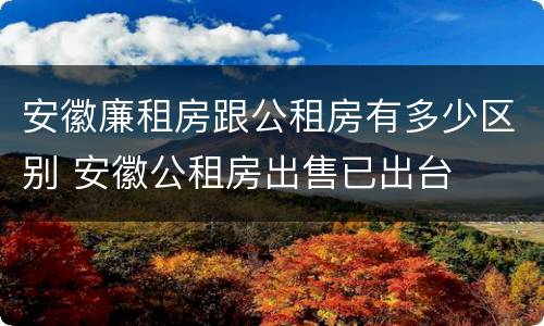 安徽廉租房跟公租房有多少区别 安徽公租房出售已出台