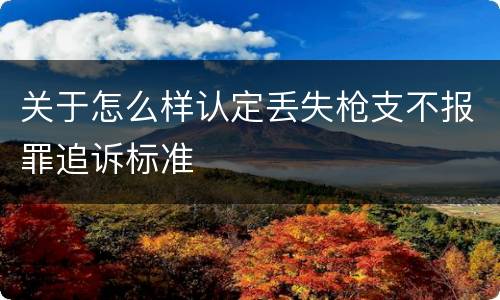 关于怎么样认定丢失枪支不报罪追诉标准
