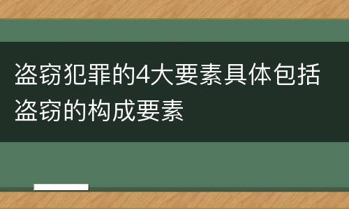 盗窃犯罪的4大要素具体包括 盗窃的构成要素