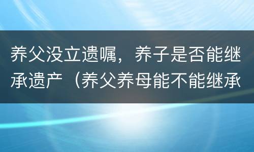 养父没立遗嘱，养子是否能继承遗产（养父养母能不能继承子女遗产）
