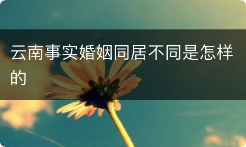 云南事实婚姻同居不同是怎样的
