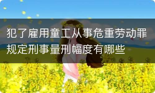 犯了雇用童工从事危重劳动罪规定刑事量刑幅度有哪些