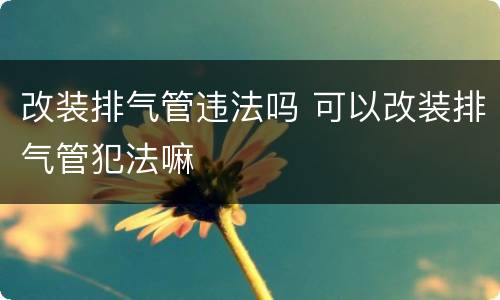 改装排气管违法吗 可以改装排气管犯法嘛
