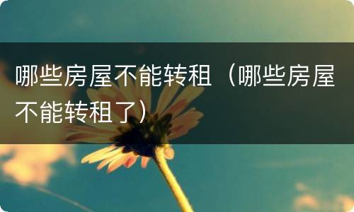 哪些房屋不能转租（哪些房屋不能转租了）