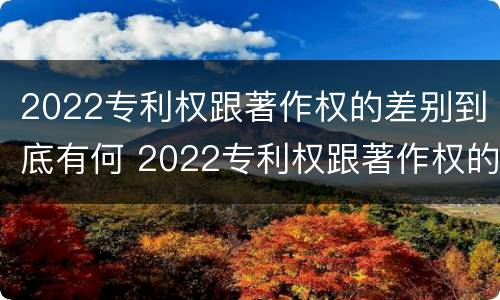 2022专利权跟著作权的差别到底有何 2022专利权跟著作权的差别到底有何区别