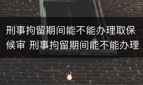刑事拘留期间能不能办理取保候审 刑事拘留期间能不能办理取保候审案件