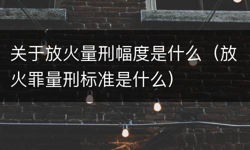 关于放火量刑幅度是什么（放火罪量刑标准是什么）