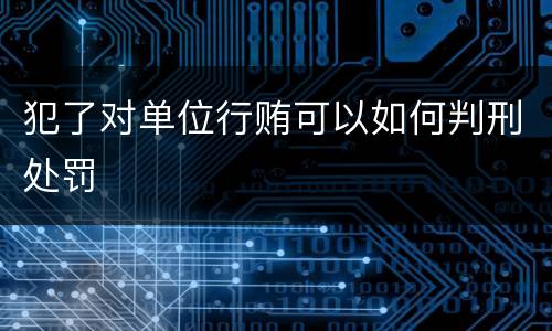 犯了对单位行贿可以如何判刑处罚