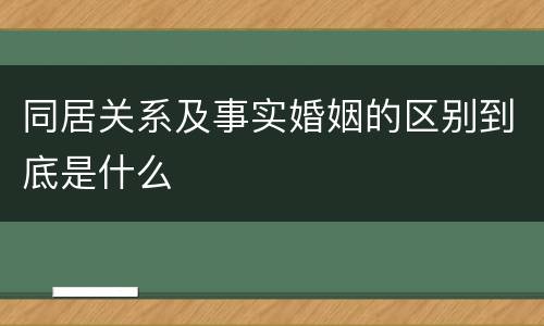 同居关系及事实婚姻的区别到底是什么