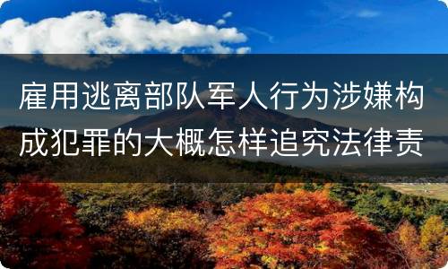 雇用逃离部队军人行为涉嫌构成犯罪的大概怎样追究法律责任