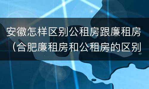 安徽怎样区别公租房跟廉租房（合肥廉租房和公租房的区别）