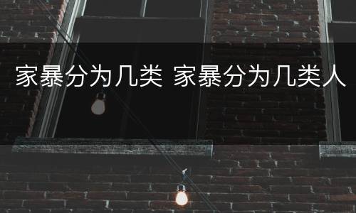 家暴分为几类 家暴分为几类人