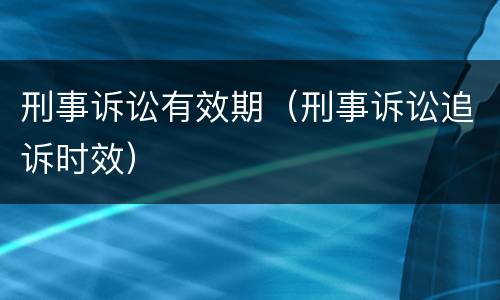 刑事诉讼有效期（刑事诉讼追诉时效）