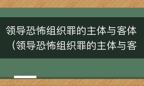 领导恐怖组织罪的主体与客体（领导恐怖组织罪的主体与客体的关系）